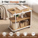 Mobile Side Table with Foldable Swivel Top and 2-Tier Shelf