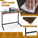 Mobile Side Table Rolling Laptop Desk Cart with Tablet Slot-Rustic Brown