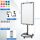 Height-Adjustable Mobile Whiteboard with Round Stand Paper Clips