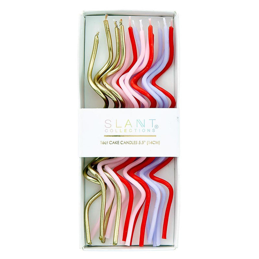 Mod Party Swirl Birthday Cake Candles - 16 Pieces | Skinny Birthday Candles 5.5