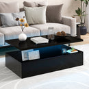 Modern 2-tier High Glossy Table with Adjustable Light Colors for Living Room
