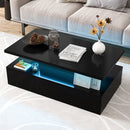 Modern 2-tier High Glossy Table with Adjustable Light Colors for Living Room