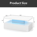 Modern 2-tier High Glossy Table with Adjustable Light Colors for Living Room