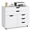 Modern Vertical 5-Drawer Mobile Chest with Door 5 Casters