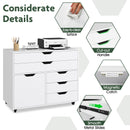 Modern Vertical 5-Drawer Mobile Chest with Door 5 Casters