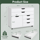 Modern Vertical 5-Drawer Mobile Chest with Door 5 Casters