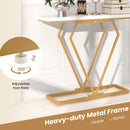 Gold Console Table with Diamond Shape Geometric Frame-White