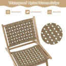 Modern Armless Teak Wood Lounge Chair with Nylon Woven Backrest and Seat