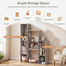 Modern Cat Bookshelf Cat Tree 8-Section Storage Cabinet with 2 Round Holes