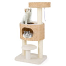 Modern Cat Tower Cat Tree with Top Perch Cattail Fluff Condo-Natural