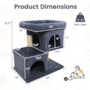 Modern Cat Tree Space-saving Cat Tower with Upholstered Perch and 2 Cat Condos