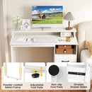 Modern Computer Desk with Power Outlets and File Drawer