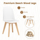 Modern Dining Chair Set of 2 with Solid Beech Wood Legs and Tilt Backrest