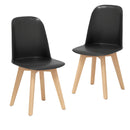 Modern Dining Chair Set of 2 with Solid Beech Wood Legs and Tilt Backrest