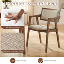 Modern Fabric Upholstered Rubber Wood Dining Chairs Set of 2 with Arms-Beige
