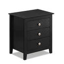 Modern Farmhouse 3-Drawer NightStand with Wood Grain Accents and Sleek Knobs