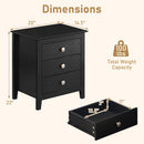 Modern Farmhouse 3-Drawer NightStand with Wood Grain Accents and Sleek Knobs