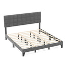 King Size Modern Linen Bed Frame with Adjustable Headboard-Gray
