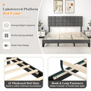 King Size Modern Linen Bed Frame with Adjustable Headboard-Gray