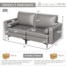 Modern Loveseat Sofa with 2 Bolsters and Side Storage Pocket