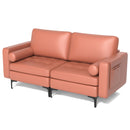 Modern Loveseat Sofa with 2 Bolsters and Side Storage Pocket