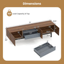 Modern Mid Century TV Cabinetfor TVs up to 82" with Drawer-Walnut