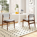 Modern Padded Dining Chairs with Rubber Wood Legs Set of 2-Brown
