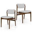 Modern Padded Dining Chairs with Rubber Wood Legs Set of 2-Brown