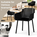 Modern Plastic Dining Chairs Set of 4 Kitchen Armchairs with Breathable Mesh Backrest-Black
