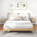 Modern Rattan Nightstand with Drawer and Solid Wood Legs for Bedroom and Living Room-Natural