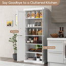 72.5 Inches Tall Buffet Cabinet with 6-Tier Shelves and 4 Doors