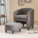 Modern Upholstered Barrel Teddy Velvet Chair with Ottoman