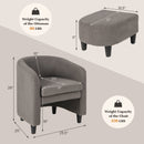 Modern Upholstered Barrel Teddy Velvet Chair with Ottoman