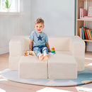 Modular Kids Sofa Couch Convertible Foam Armchair for Children-Beige