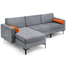 3-Seat L-Shaped Sectional Sofa with USB Ports & Storage