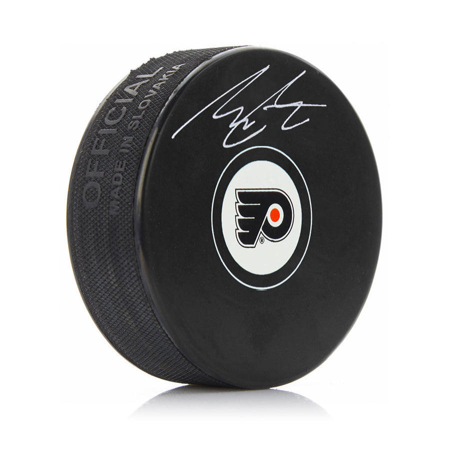 Morgan Frost Autographed Philadelphia Flyers Hockey Logo Puck
