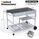 Movable Grill Table with 2 Spice Containers and Station for Backyard and BBQ