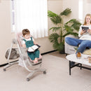 Multifunctional Folding Baby High Chair with Rolling Wheels and Adjustable Height