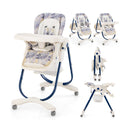Multifunctional Folding Baby High Chair with Rolling Wheels and Adjustable Height