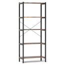 5-Tier Industrial Bookshelf Display Storage Rack with Metal Frame