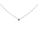 Sterling Silver Lab Created Emerald Bead Chain Necklace