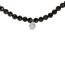 Sterling Silver Diamond Accent Black Spinel Bead Station Necklace