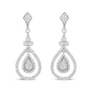 18K White Gold 1 1/4 Cttw Round Diamond Openwork Teardrop-Shaped Dangle Earrings (F-G Color, VS1-VS2 Clarity)