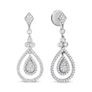 18K White Gold 1 1/4 Cttw Round Diamond Openwork Teardrop-Shaped Dangle Earrings (F-G Color, VS1-VS2 Clarity)