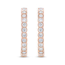 18K Rose Gold 1 Cttw Round Bezel-Set Diamond Hoop Earrings (F-G Color, VS1-VS2 Clarity)