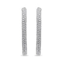 18K White Gold 2 1/3 Cttw Pave Set Diamond Semi Eternity Leverback Hoop Earrings (F-G Color, VS1-VS2 Clarity)