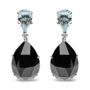 18K White Gold 1/5 Cttw Diamond with Pear Cut Sky Blue Topaz and Pear-Cut Black Onyx Gemstone Dangle Earring (G-H Color, SI1-SI2 Clarity)