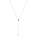 Sterling Silver Created Blue Sapphire and Diamond Accent Y Necklace
