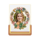 Custom Photo Night Light for Teen Girls | Tropical Floral Wreath with Teen Icons | Upload Her Photo | USB Powered | Wood Base