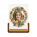 Custom Photo Night Light for Teen Girls | Tropical Floral Wreath with Teen Icons | Upload Her Photo | USB Powered | Wood Base